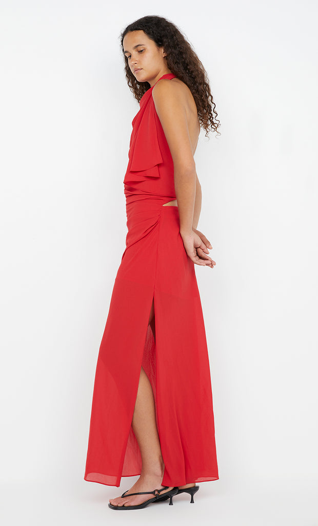 CLARICE DRAPE DRESS - ROUGE