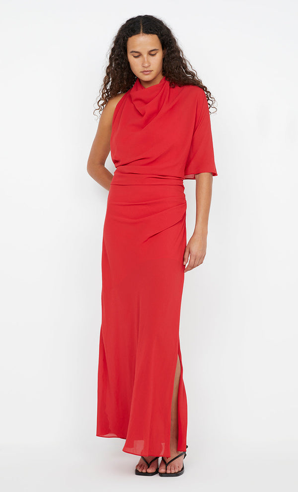 CLARICE DRAPE DRESS - ROUGE