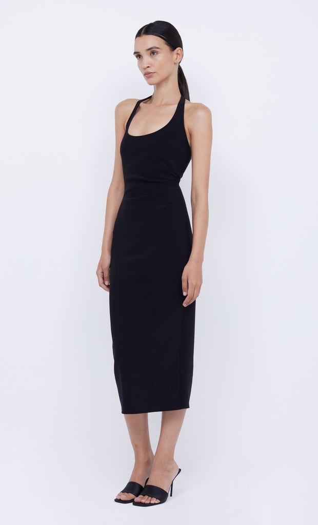 Cyndie Halter Midi Dress in Black by Bec + Bridge