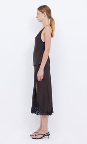 Deja Vous Cami in Choc with black lace by Bec + Bridge