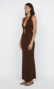 Delfina Halter Midi Dress in Chocolate by Bec + Bridge