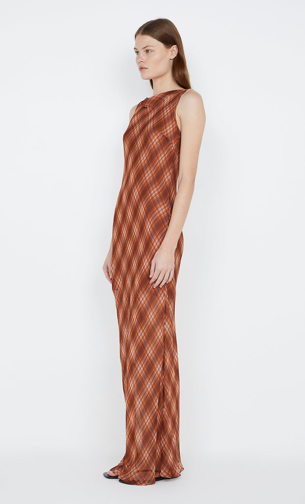 Devi Boatneck Dress in desert check by Bec + Bridge