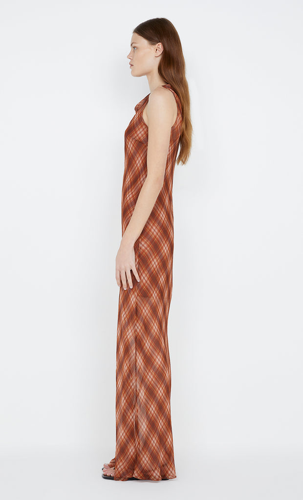 Devi Boatneck Dress in desert check by Bec + Bridge