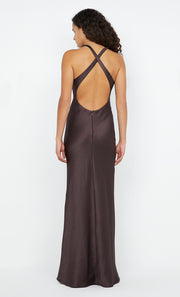 THE DREAMER V NECK DRESS - DARK CHOCOLATE