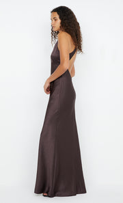 THE DREAMER V NECK DRESS - DARK CHOCOLATE