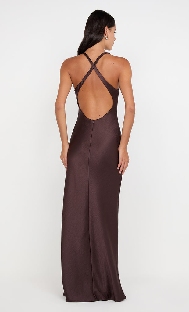 THE DREAMER V NECK DRESS - DARK CHOCOLATE