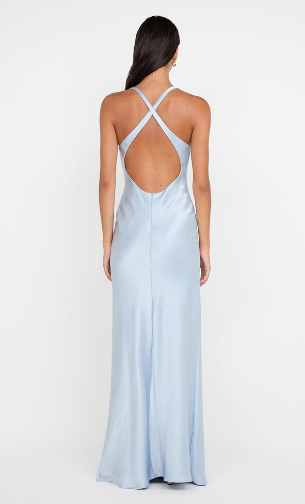 THE DREAMER V NECK DRESS - DUSTY BLUE