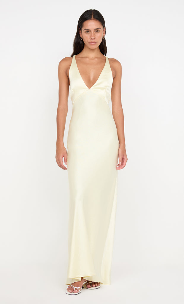 THE DREAMER V NECK DRESS - ICE YELLOW