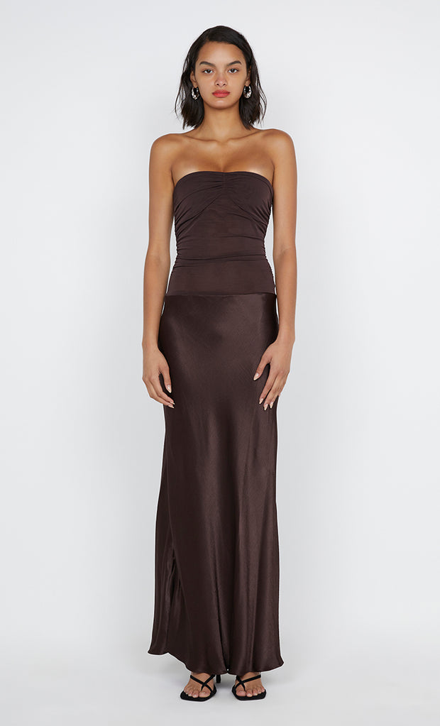 Dua Strapless Dress in Dark Chocolate by Bec + Bridge