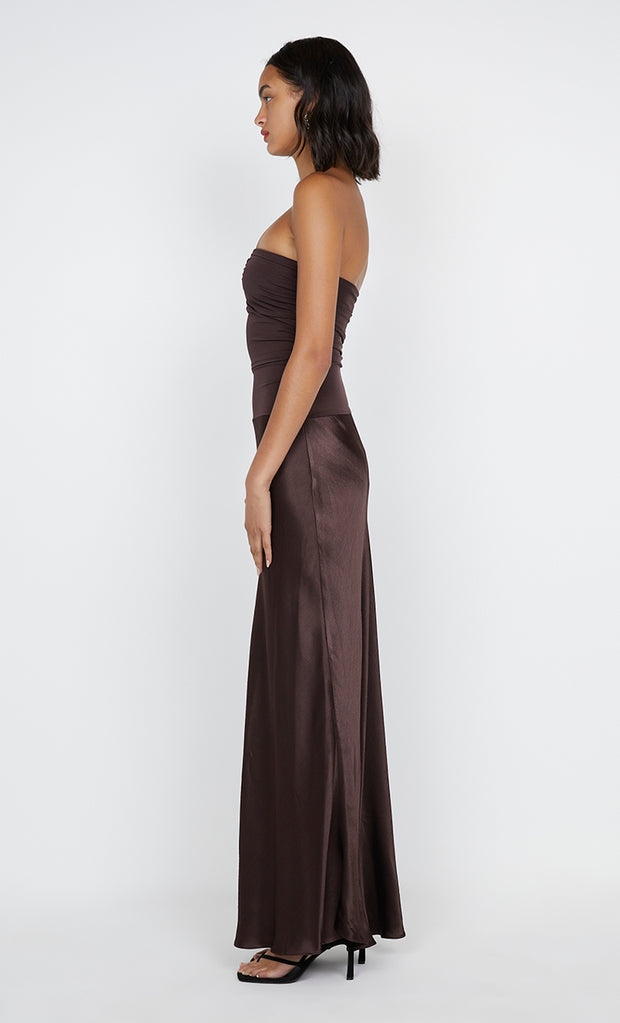 Dua Strapless Dress in Dark Chocolate by Bec + Bridge