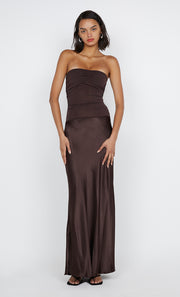 DUA STRAPLESS DRESS - DARK CHOCOLATE