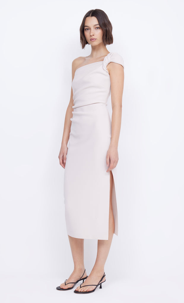 Elea Asym Midi Dress in Vanilla Bean by Bec + Bridge