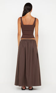 ELEANOR DRAWCORD MAXI SKIRT - CHOC