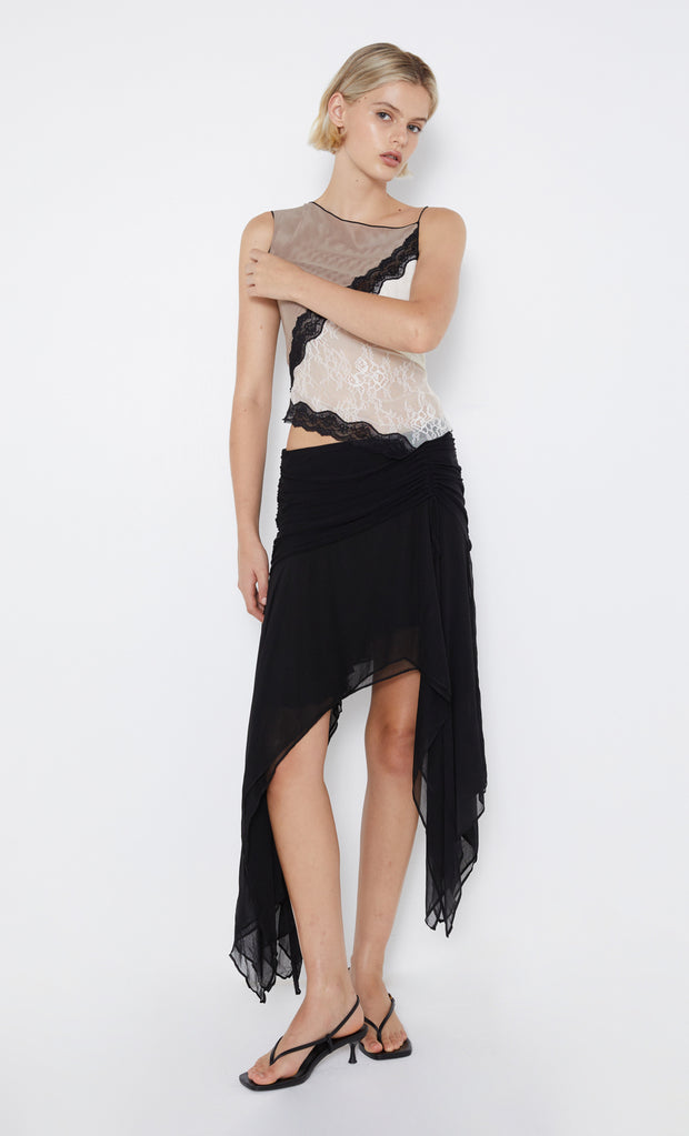 Elzette Asym Midi Skirt in black by Bec + Bridge