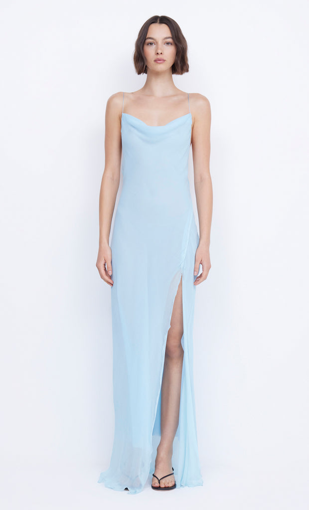 Elzeette Dolphin Split Maxi Formal Prom Bridesmaid Dress in Dolphin Blue by Bec + Bridge