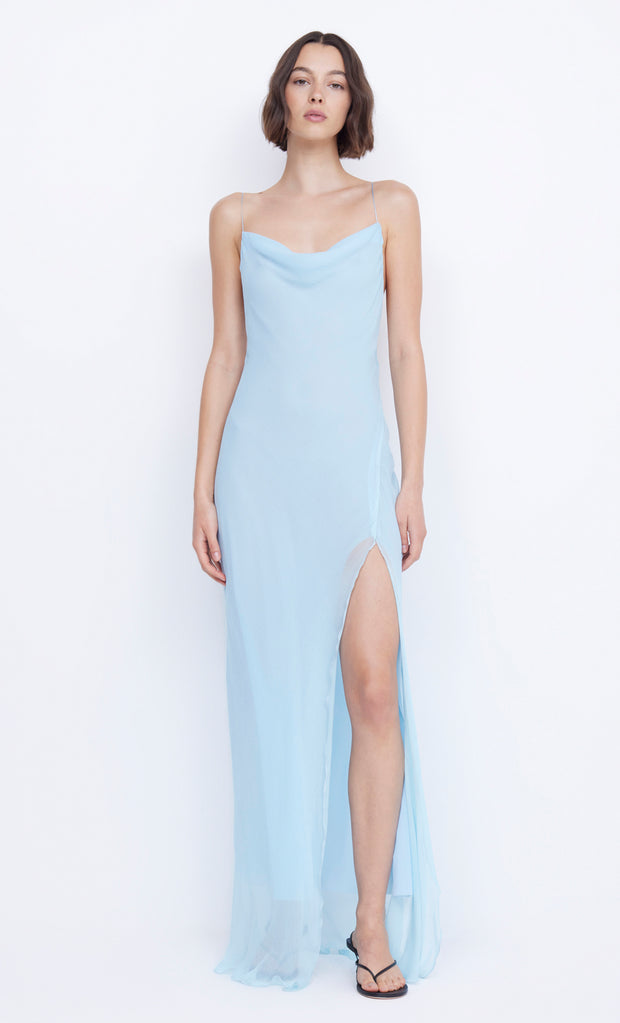 Elzeette Dolphin Split Maxi Formal Prom Bridesmaid Dress in Dolphin Blue by Bec + Bridge