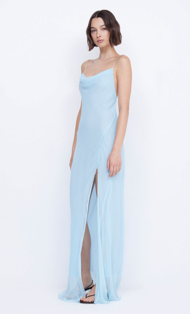 Elzeette Dolphin Split Maxi Formal Prom Bridesmaid Dress in Dolphin Blue by Bec + Bridge