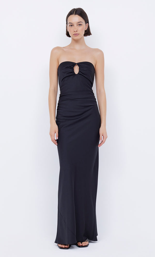 Emilia Strapless Dress with cut out in Black by Bec + Bridge