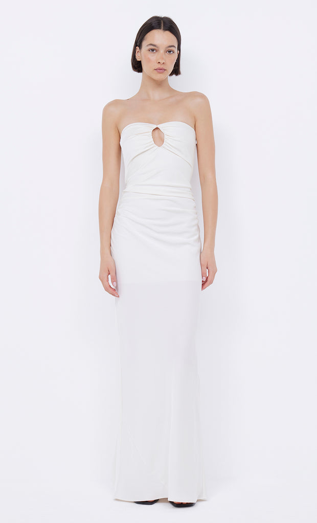 Emilia Strapless Dress with cut out in Ivory by Bec + Bridge