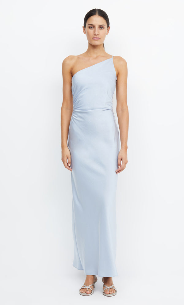 Eternity Asym One Shoulder Bridesmaid Maxi Dress in Dusty Blue by Bec + Bridge