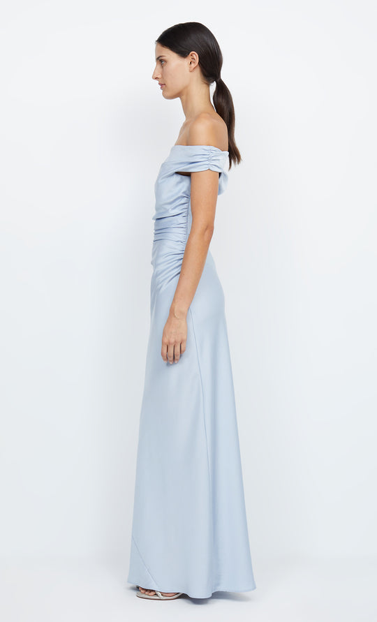 Light blue off the shoulder maxi dress best sale