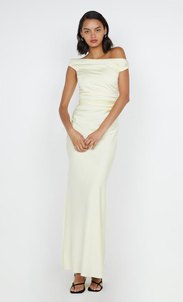 Eternity Off Shoulder Maxi Dress in Ice Yellow by Bec + Bridge