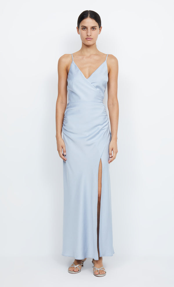 Eternity V Neck Bridesmaid Prom Dress in Dusty Blue by Bec + Bridge