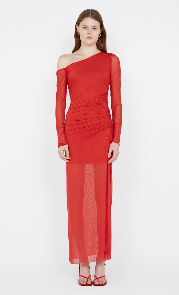 Fae Asym Long Sleeve Dress in Rouge by Bec + Bridge