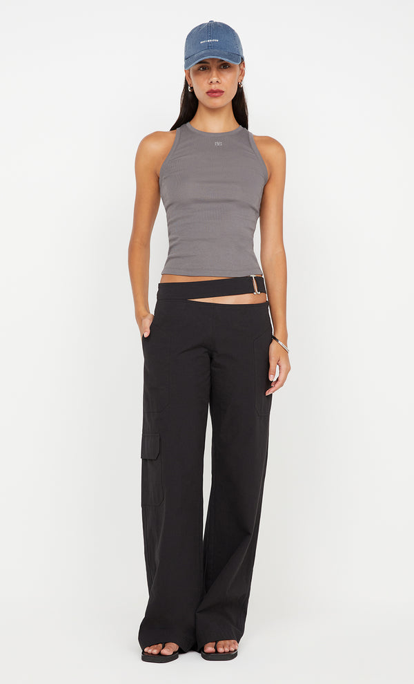 Felix Racer Tank with Emb in Charcoal by Bec + Bridge