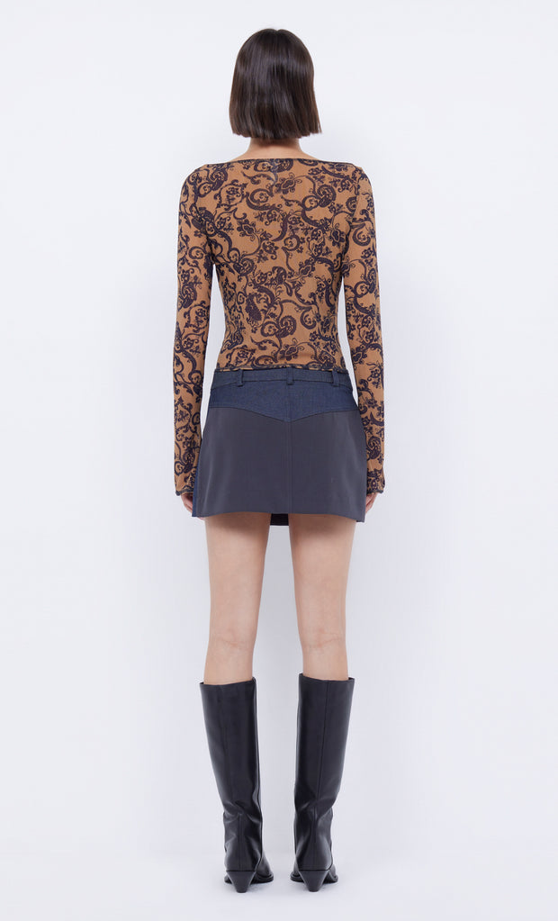 Fleur de Lis Long Sleeve Top in Bandana print by Bec + Bridge