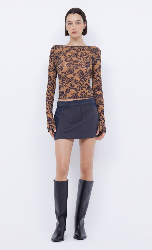 Fleur de Lis Long Sleeve Top in Bandana print by Bec + Bridge