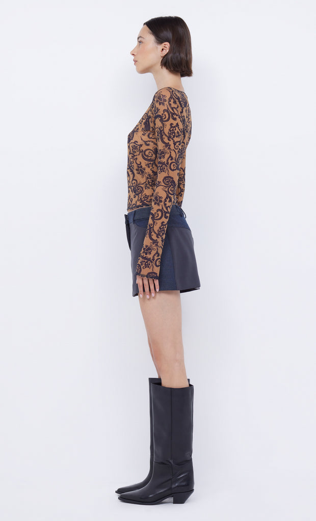 Fleur de Lis Long Sleeve Top in Bandana print by Bec + Bridge