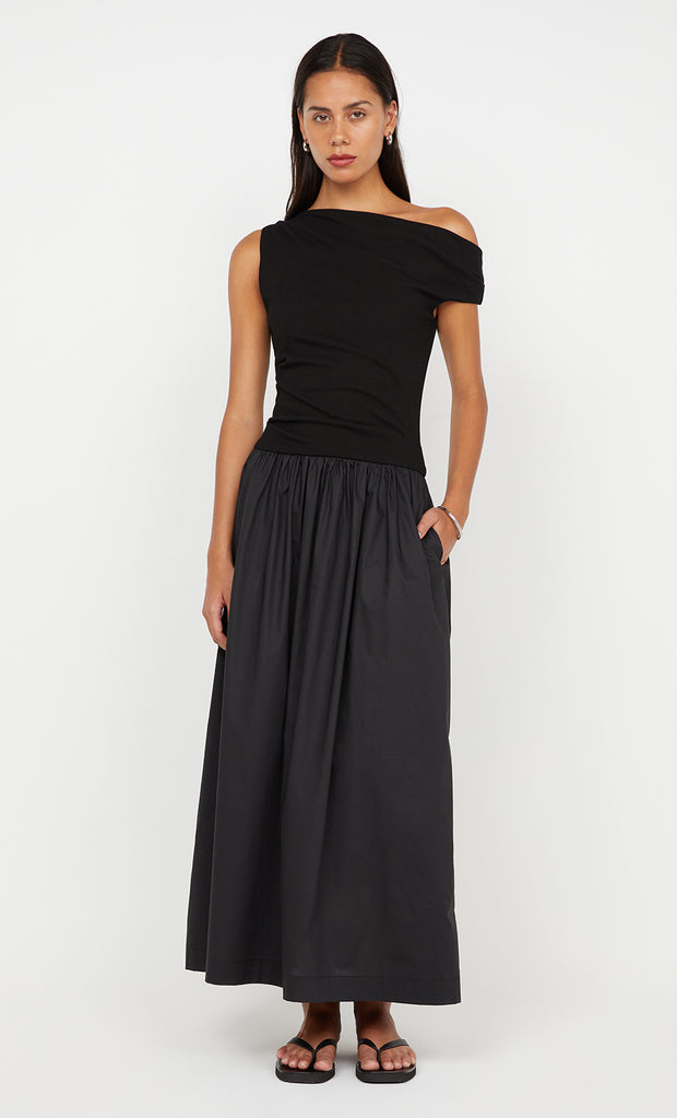 FREYA ASYM MAXI DRESS - BLACK