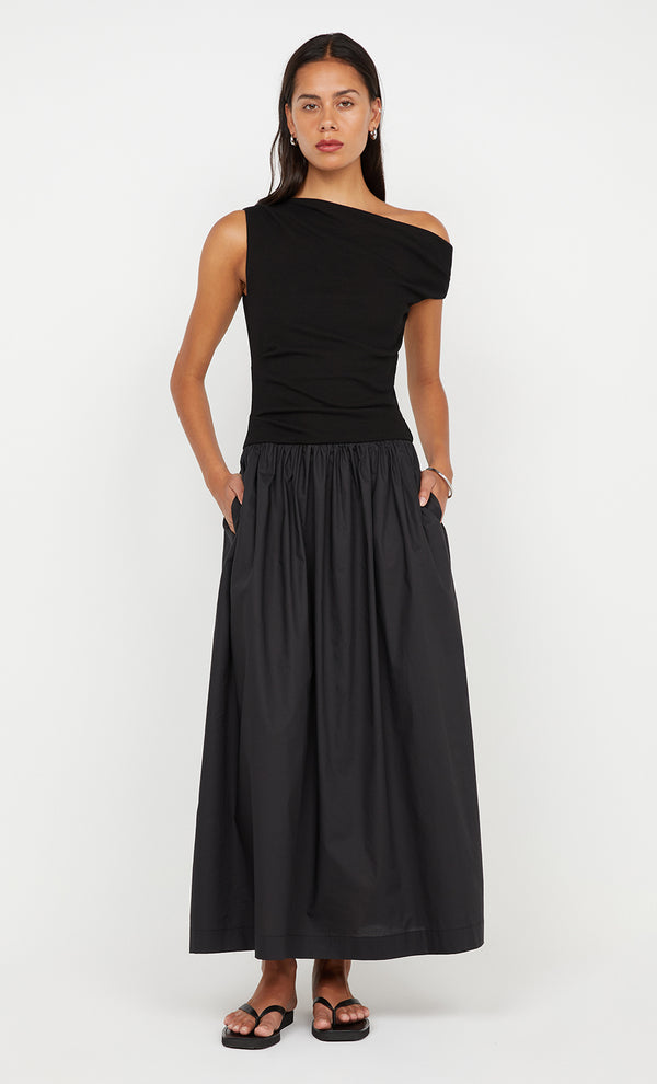 FREYA ASYM MAXI DRESS - BLACK