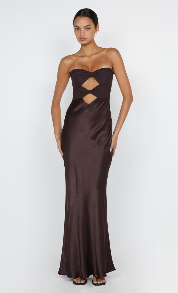 HALLE STRAPLESS DRESS - CHOCOLATE