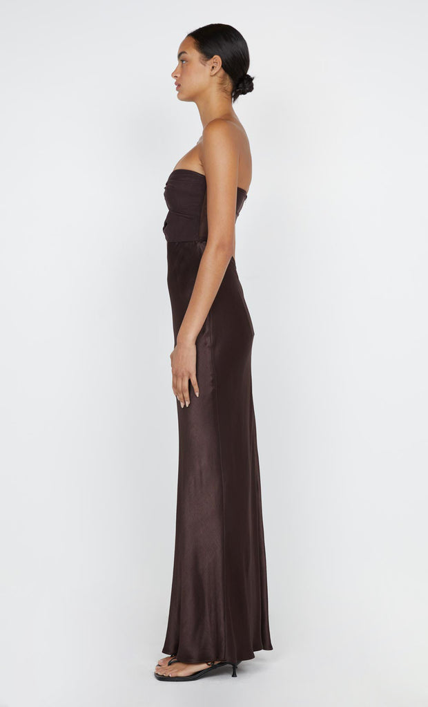 HALLE STRAPLESS DRESS - CHOCOLATE