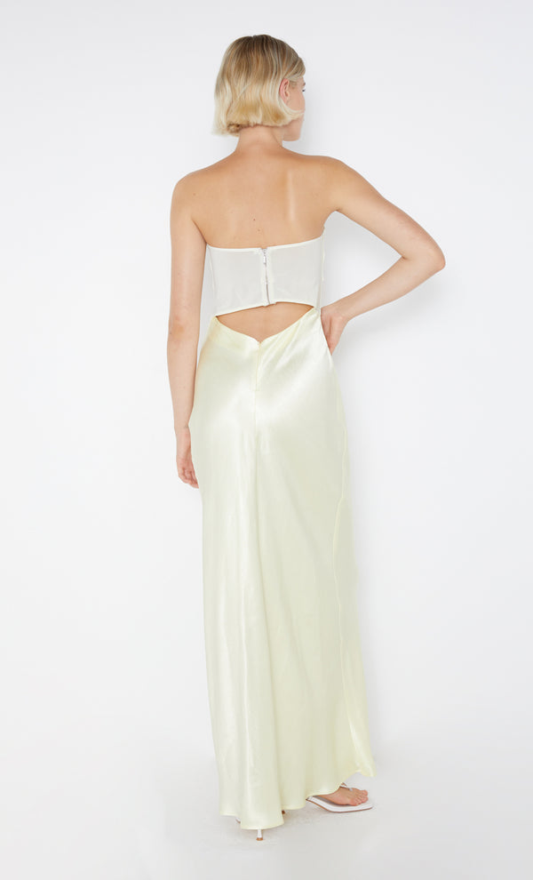 Halle Strapless Maxi Dress Formal in Ice Yellow by Bec + Bridge