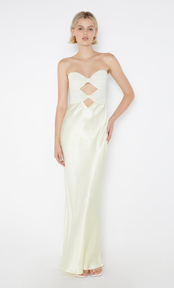 Halle Strapless Maxi Dress Formal in Ice Yellow by Bec + Bridge