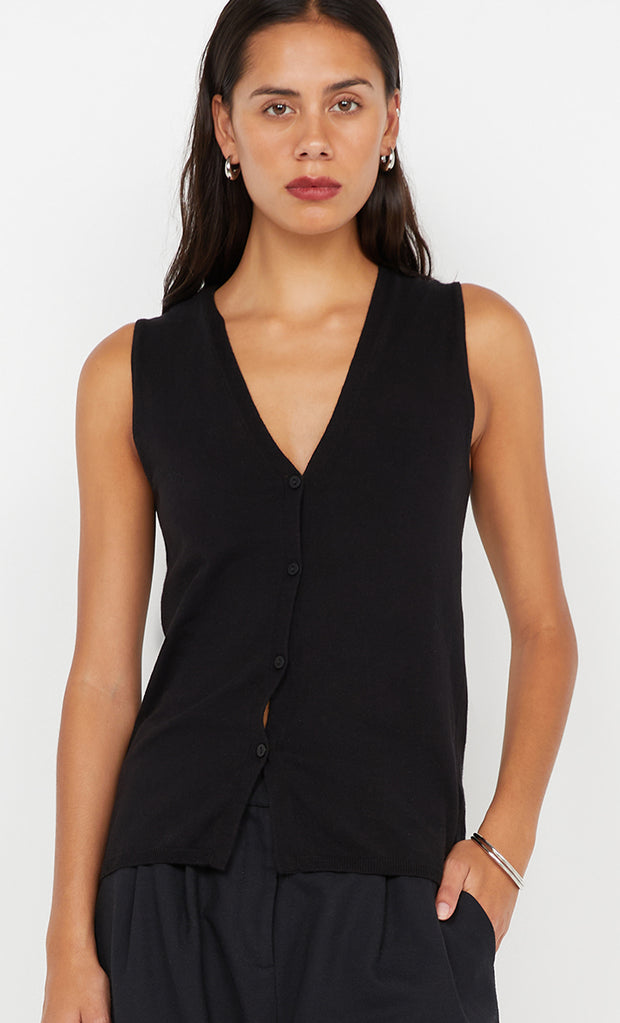 ILUKA BUTTONED VEST - BLACK