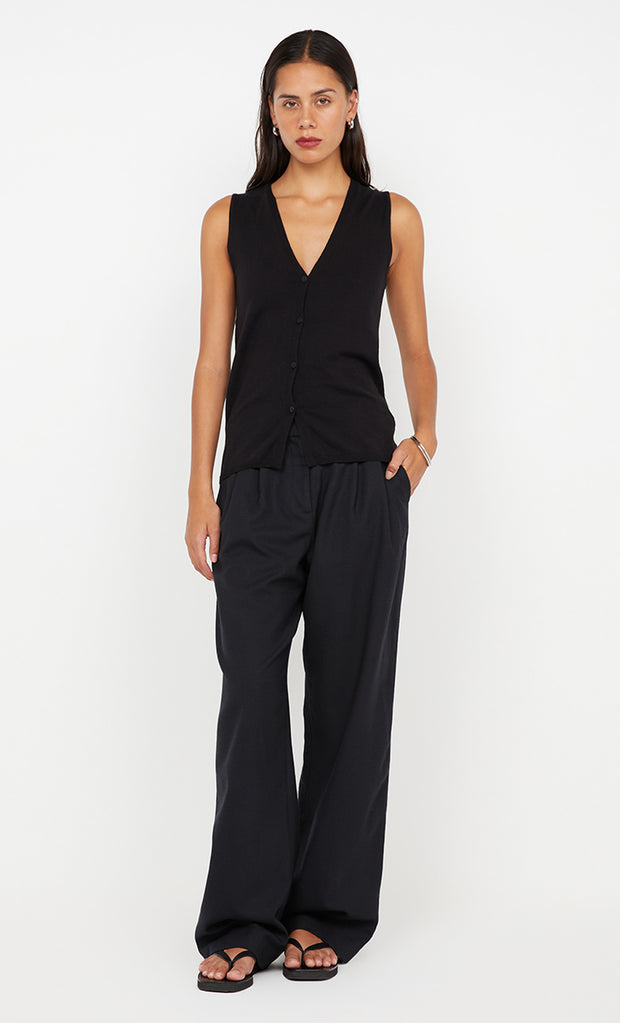 ILUKA BUTTONED VEST - BLACK