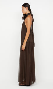 INKA HIGH NECK DRESS - CHOCOLATE