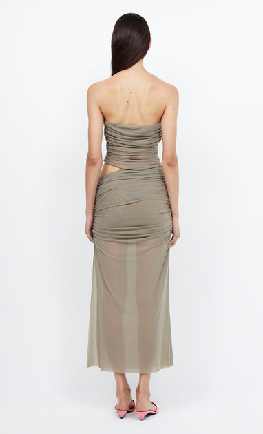 IONA STRAPLESS DRESS - TAUPE – BEC + BRIDGE US