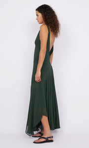 Isolde V Neck Dress in Bottle Green by Bec + Bridge