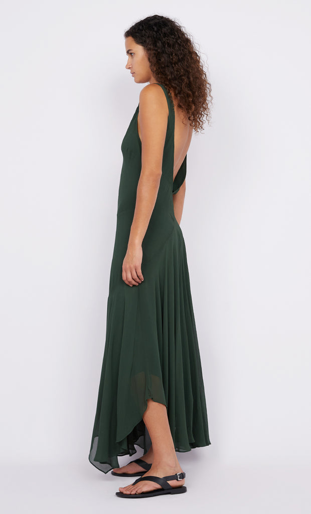 Isolde V Neck Dress in Bottle Green by Bec + Bridge