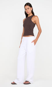 JORJA DOUBLE WAISTBAND PANT - WHITE