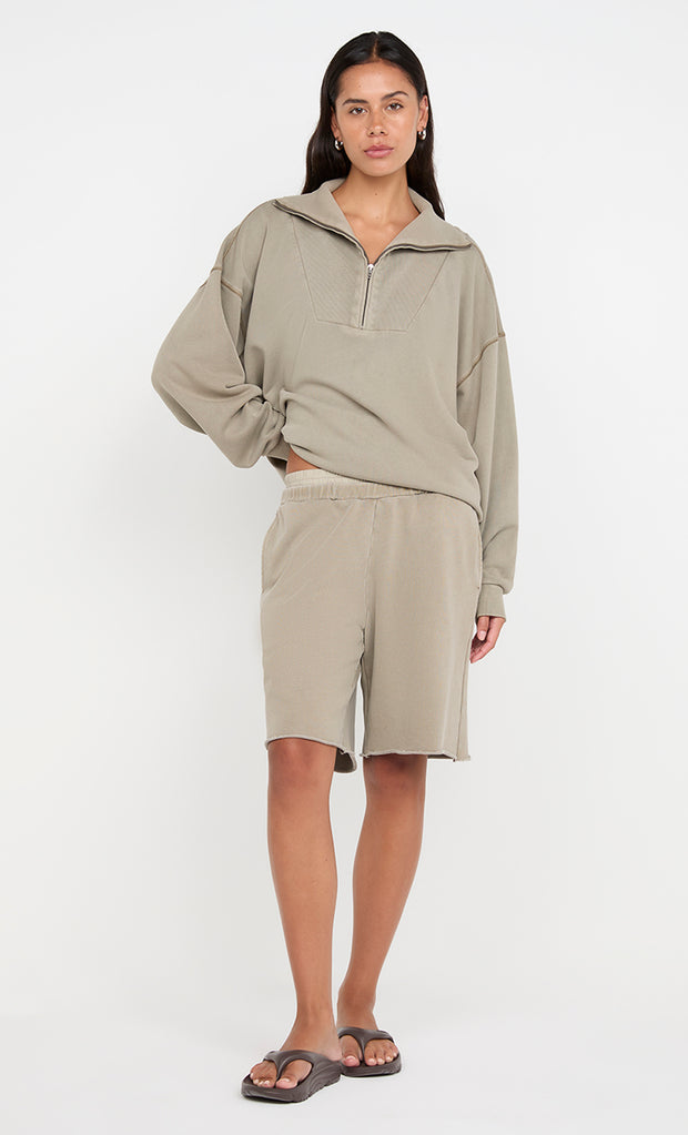 JORJA ZIP UP JUMPER - TAUPE