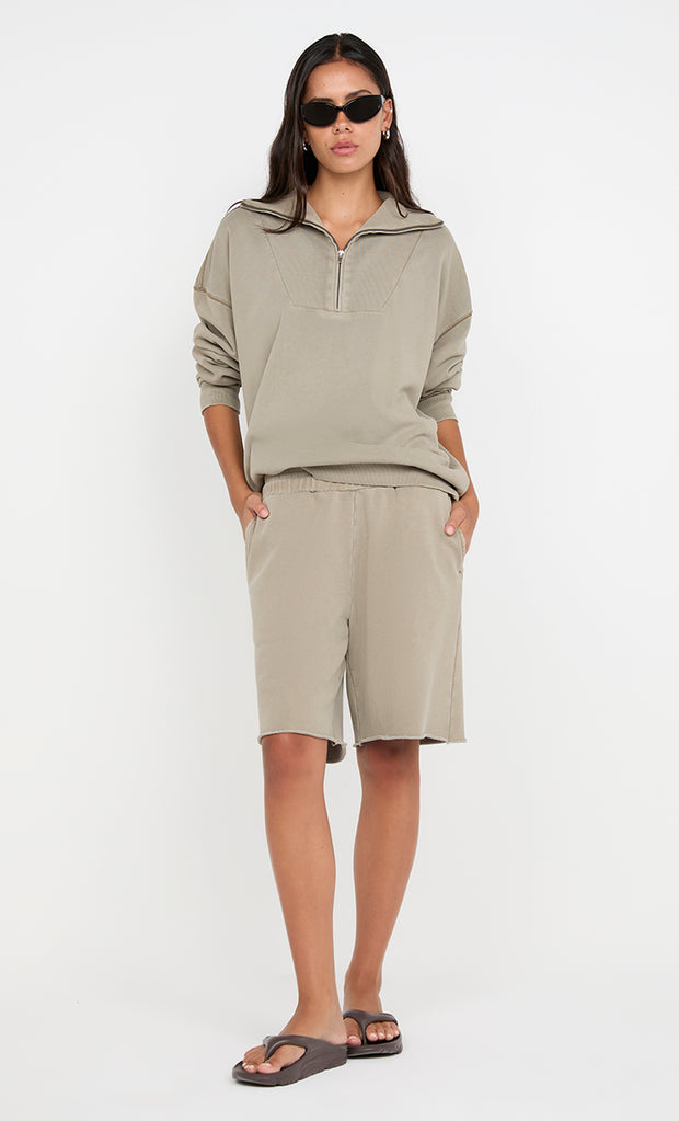 JORJA ZIP UP JUMPER - TAUPE