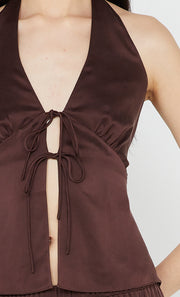 KAIA HALTER TOP - CHOC PLUM