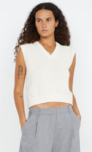 Kamilah V Neck Knitted Vest in White by Bec + Bridge