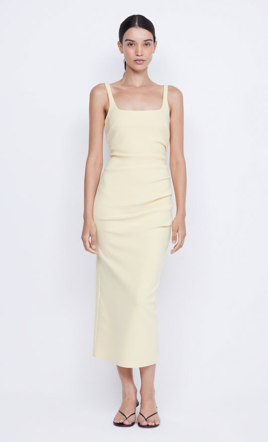 karina tuck midi dress - butter yellow $280.00